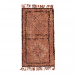 COTTON CARPET WITH FRINGES TERRACOTTA 